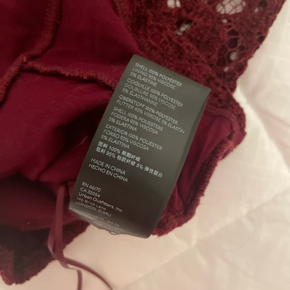 Anthropologie Sweetheart Lace Top Wine Long Sleeve - Picture 7 of 9
